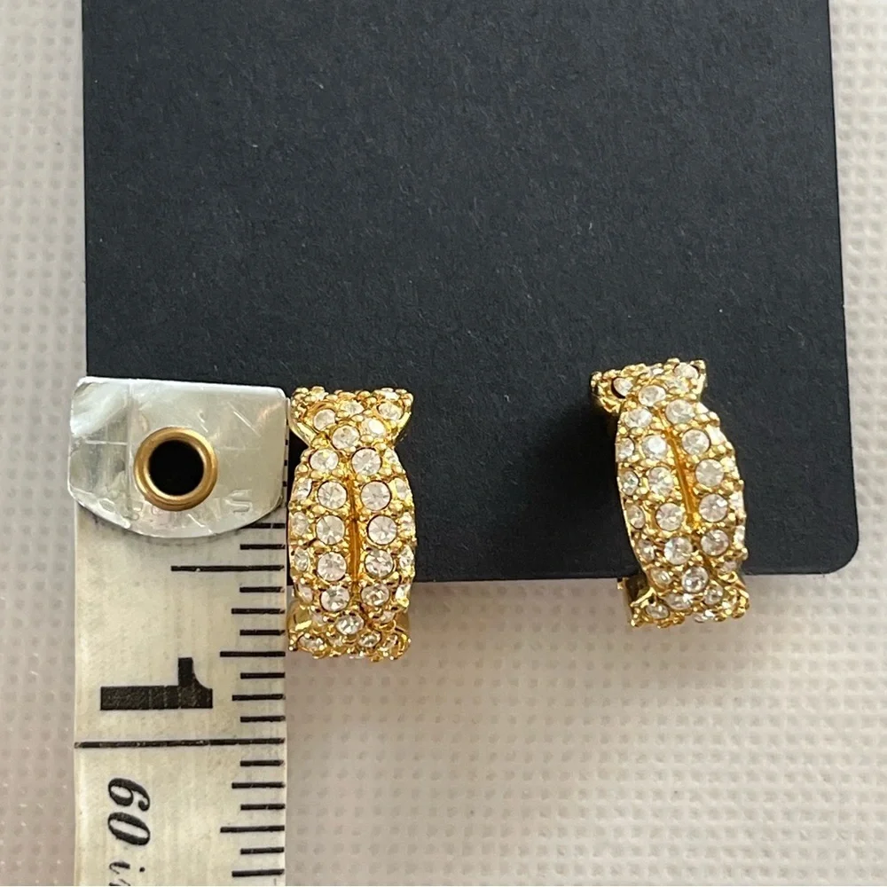 Vintage Swarovski Gold Tone Clip On Earrings